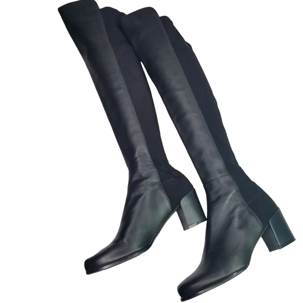 Stuart Weitzman Harper 60 black leather over the knee boots